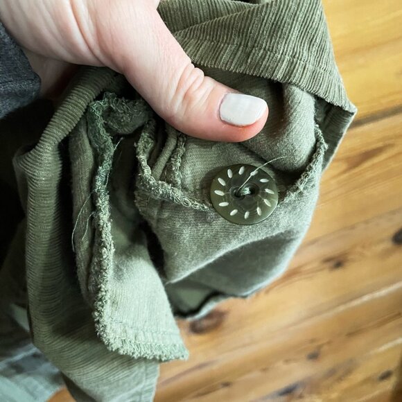 Flax Chore Coat Button Up Shirt 3/4 Sleeve Sage Green size Large - Picture 4 of 8